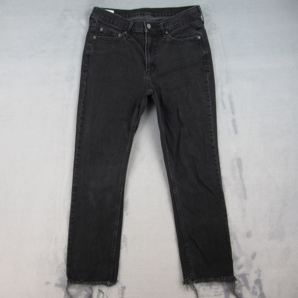 Gap Vintage Slim Mid Rise Jeans Black Raw Hem Denim Womens Size 30 10R 3557